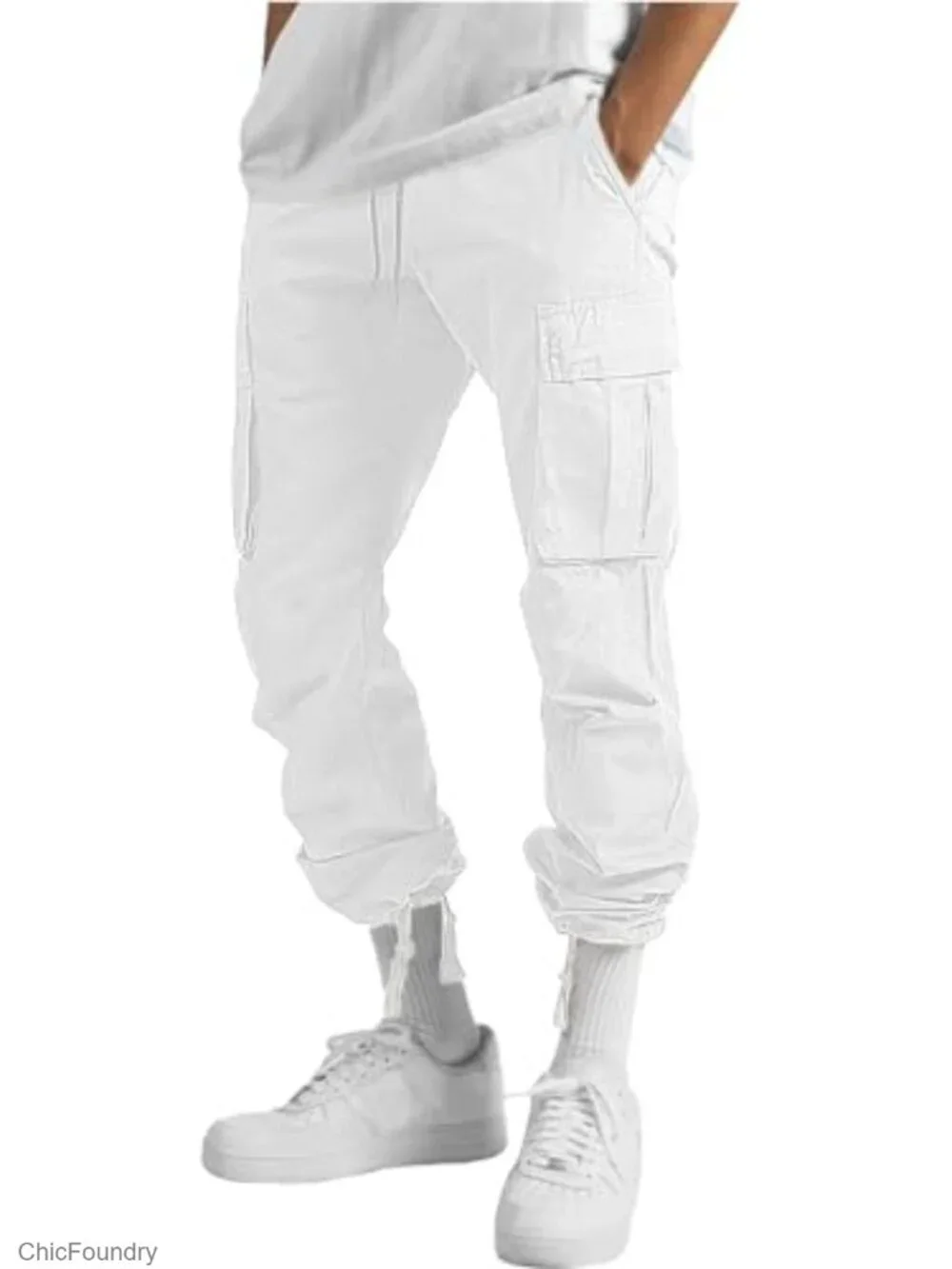 Men's Casual Joggers Pants Hiking Drawstring Chino Cargo Straight Leg